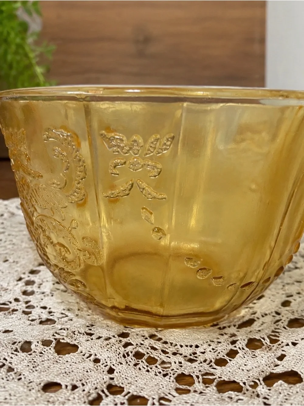 Set of 2 Federal Glass Madrid Amber Depression Glass Tea Cups 1930s